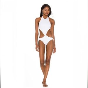 NWT Norma Kamali x Revolve Monokini One Piece in White with amazing cut outs